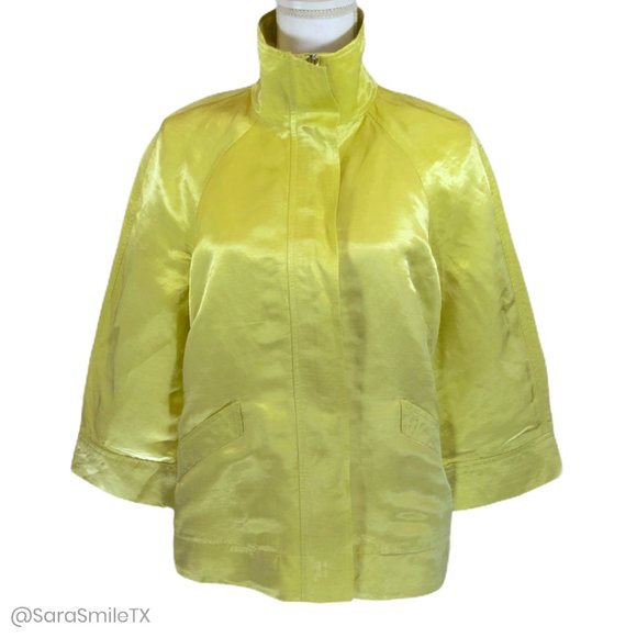 CHARTER CLUB Shiny Lime Green Linen Spring Jacket - Picture 2 of 12